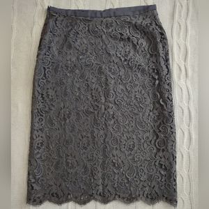 Lord & Taylor Charcoal Lace Lined Pencil Skirt Sz. 2